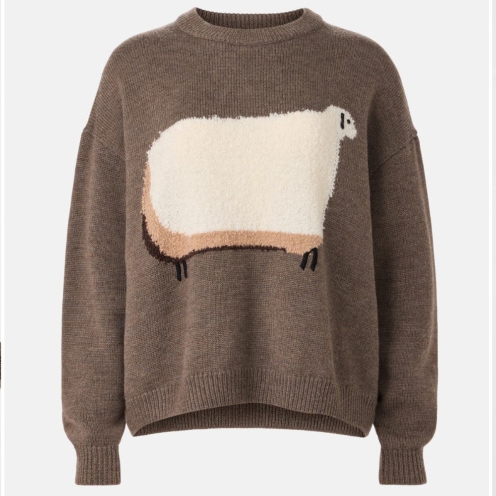 STAUD Brown Sheep Giada Serrano Graphic Wool Sweater L